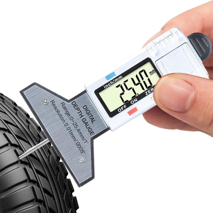 Tire Tread Depth Gauge, Digital Wear Measuring Tool, 0mm Precision with 0-25.4mm Range, Handheld Depth Checker, Ideal for, Motorcycles, Safety Inspections, Garage Use