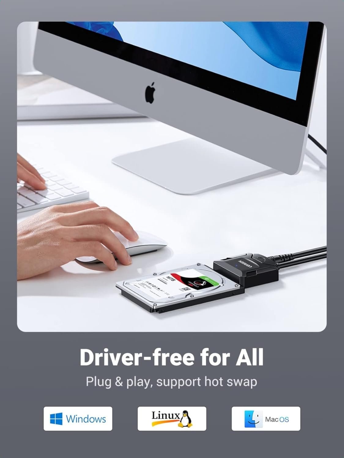 UGREEN SATA III to USB 3.0 Adapter Cable for 3.5 2.5 Inch SSD HDD, Hard Drive Disk Support UASP, with 12V Power Adapter, Not for IDE SSD