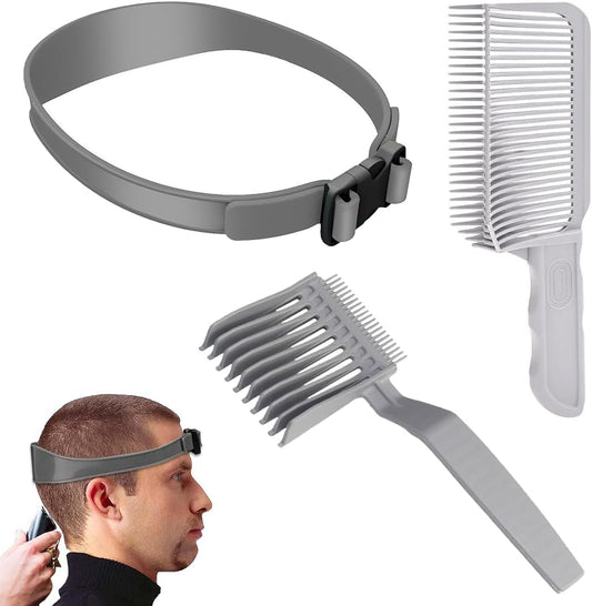 3 Pieces Men's Hair Gradient Set, Hair Comb, Hairdressing Comb, 2 Pieces Curved Positioning Comb, Adjustable Curved Hair Band