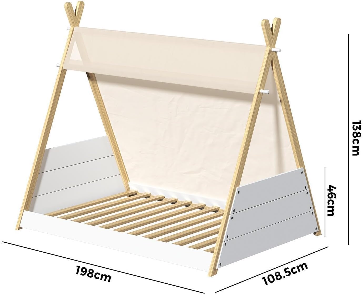 Oikiture Kids Bed Frame Single Size Bed Wooden Timber Mattress Platfrom