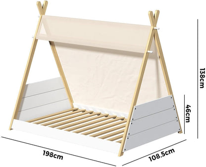 Oikiture Kids Bed Frame Single Size Bed Wooden Timber Mattress Platfrom