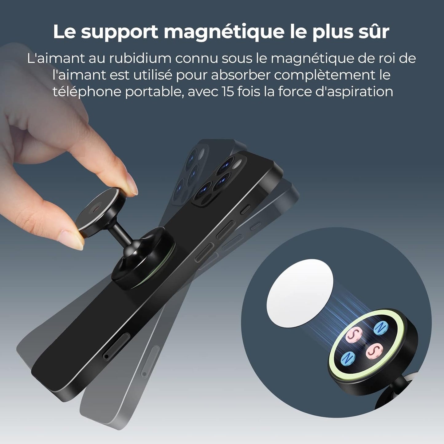 Vinabo 2 Pack Magnetic Car Phone Holder, Magnetic Car Phone Holder, 360° Rotation Car Phone Holder Compatible with All Smartphones