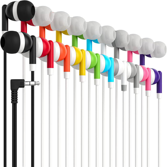 Maeline Bulk Earbuds with 3.5 mm Headphone Plug - 10 Pack - Multi