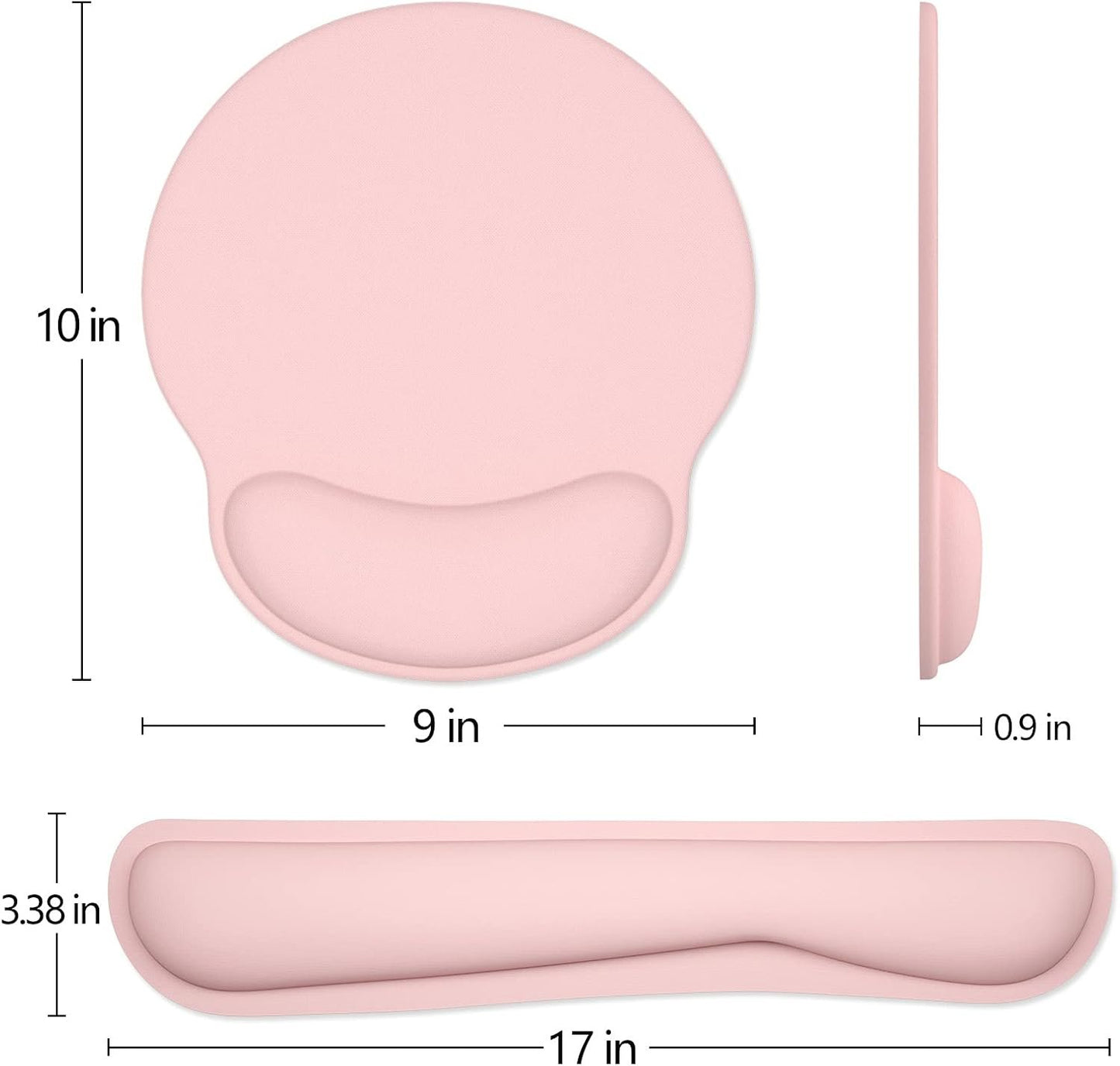 Dapesuom Keyboard Wrist Rest and Mouse Pad with Wrist Support, Cute Memory Foam Cushion for Keyboard and Mouse Set, Ergonomic Desktop Pad Rests with Non Slip Base for Easy Typing & Pain Relief, Pink