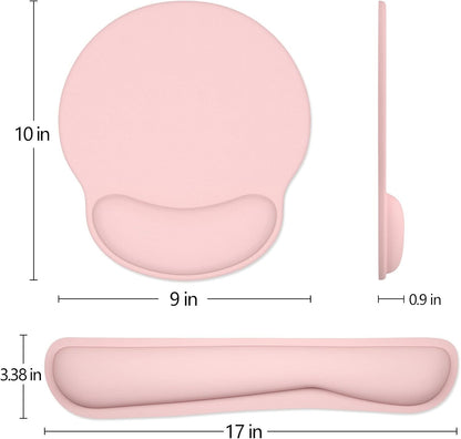 Dapesuom Keyboard Wrist Rest and Mouse Pad with Wrist Support, Cute Memory Foam Cushion for Keyboard and Mouse Set, Ergonomic Desktop Pad Rests with Non Slip Base for Easy Typing & Pain Relief, Pink