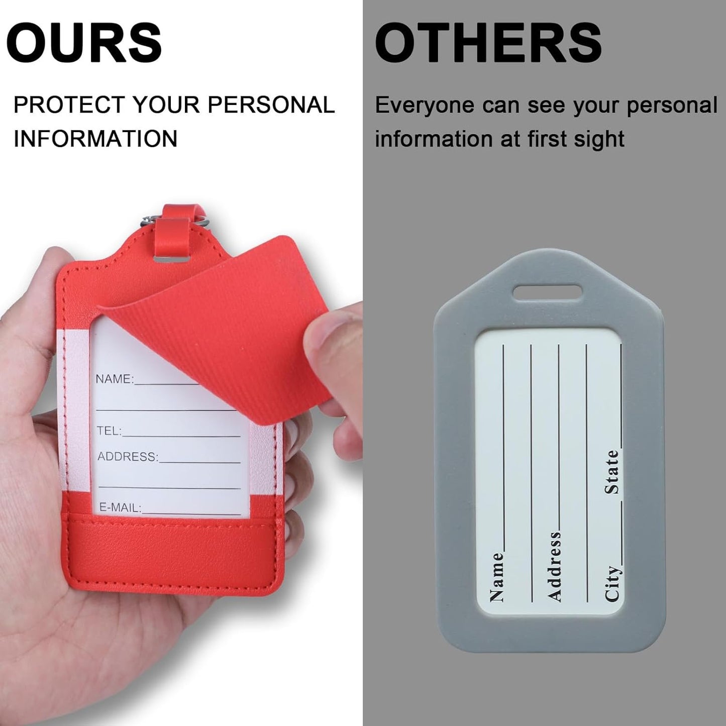 4 Pack Canadian Flag Luggage Tags, Anyos PU Leather Travel Bag Labels Suitcase Baggage Tags with Name ID Card Privacy Protection(Red)