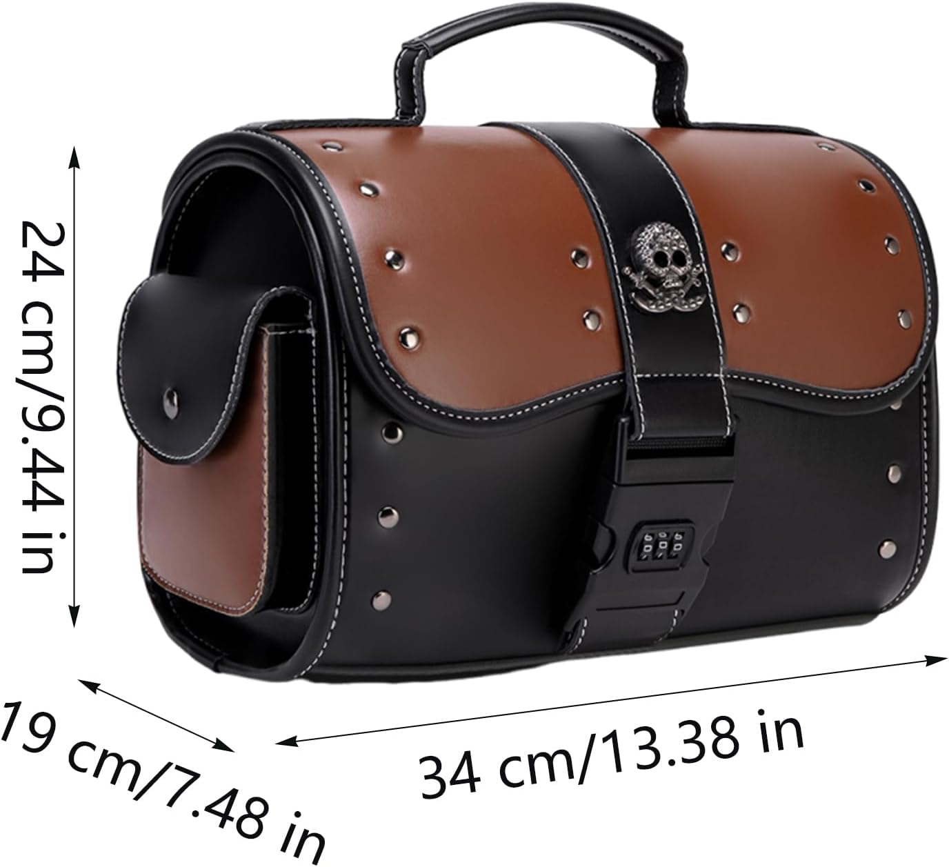 Mimoqk Motorcycle Gear Storage Bag, Leather Front Tool Organizer, Easy Mount Design, Waterproof Saddle Pouch for Touring, Camping, Outdoor Riding, Travel, 13,39 x 7,48 x 9,45 pollici