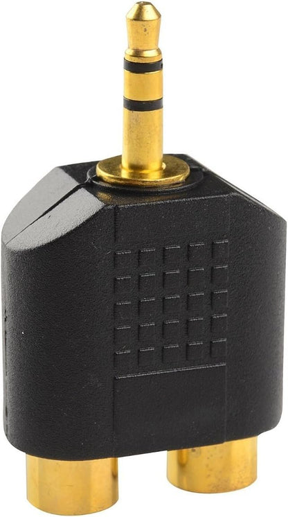 CERRXIAN LEMENG (2-Pack) Gold Plated 3.5mm Stereo to 2-RCA Male to Female Audio Splitter, Dual RCA Jack Adapter