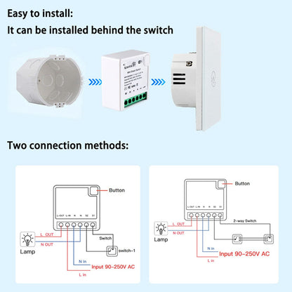 Zigbee WiFi Mini Smart Switch Relay Module 2 Way Dual-Mode Control 16A Switch for Smart Home Automation, Compatible with Alexa Google Home