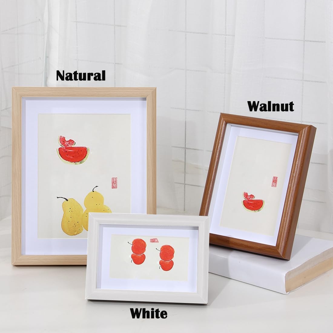 2 Pack Photo Frames 5 x 7 Picture Frame with Mat,Wall Hange and Table Decor for Home, Office,Gallery（Natural）