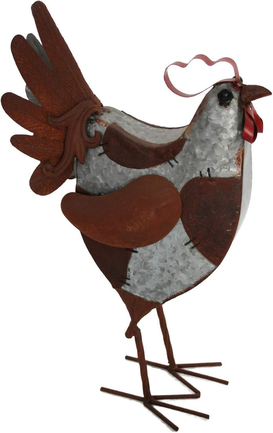 Rooster Decor Metal Art Sculpture Figurine Home Garden Decor 28x14x44cm