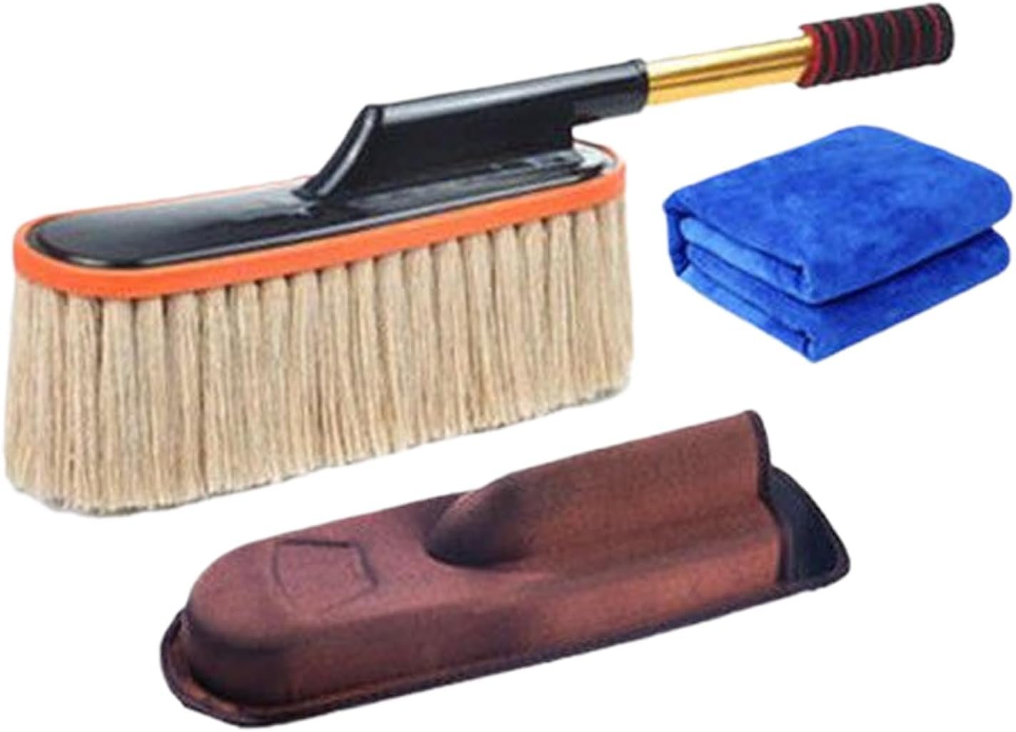 Car Cleaning Brush, Interior Detail Tool, Auto Duster, Soft Cotton Mop Head Portable Wax Applicator Compact Size for Truck, Tire, Wheel, Motorcycle Detailing, 25.59 Inches