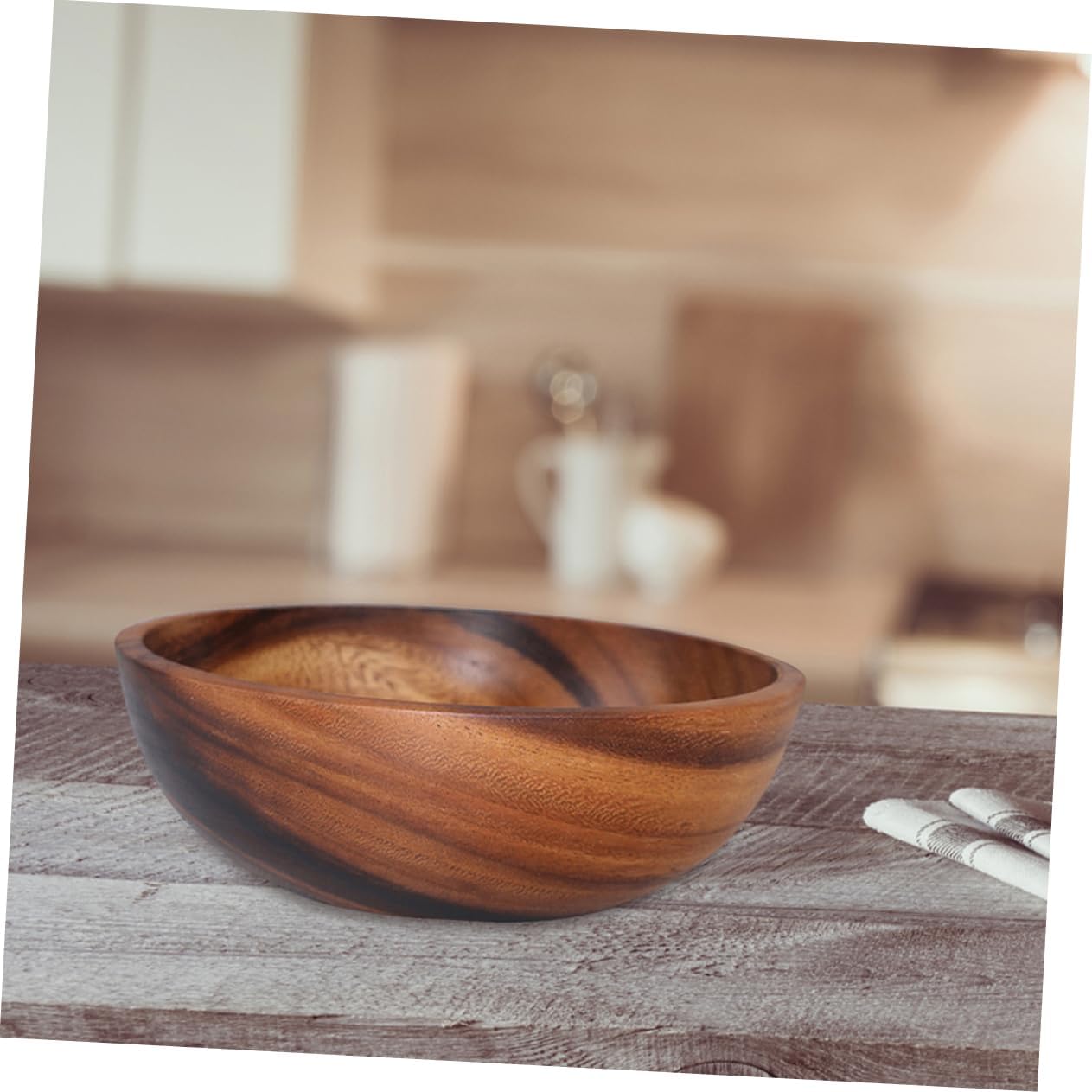 CONGARTENO 1pc Wooden Salad Bowl Kitchen Bowl for Fruits Salads Natural Log Design for Home Use Health Safety Crafted Versatile Serving