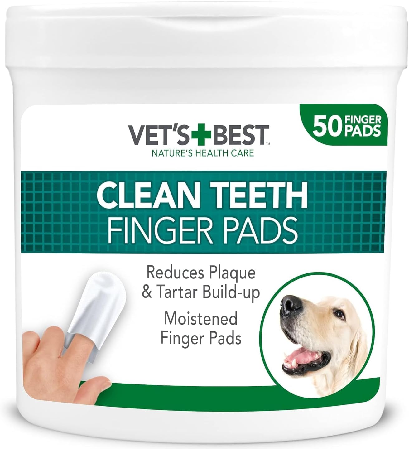 Vet's Best Teeth Care Wipes - Reduce Plaque & Freshen Breath - Dental Cleaning Wipes for Dogs and Cats - 50 Disposable Wipes