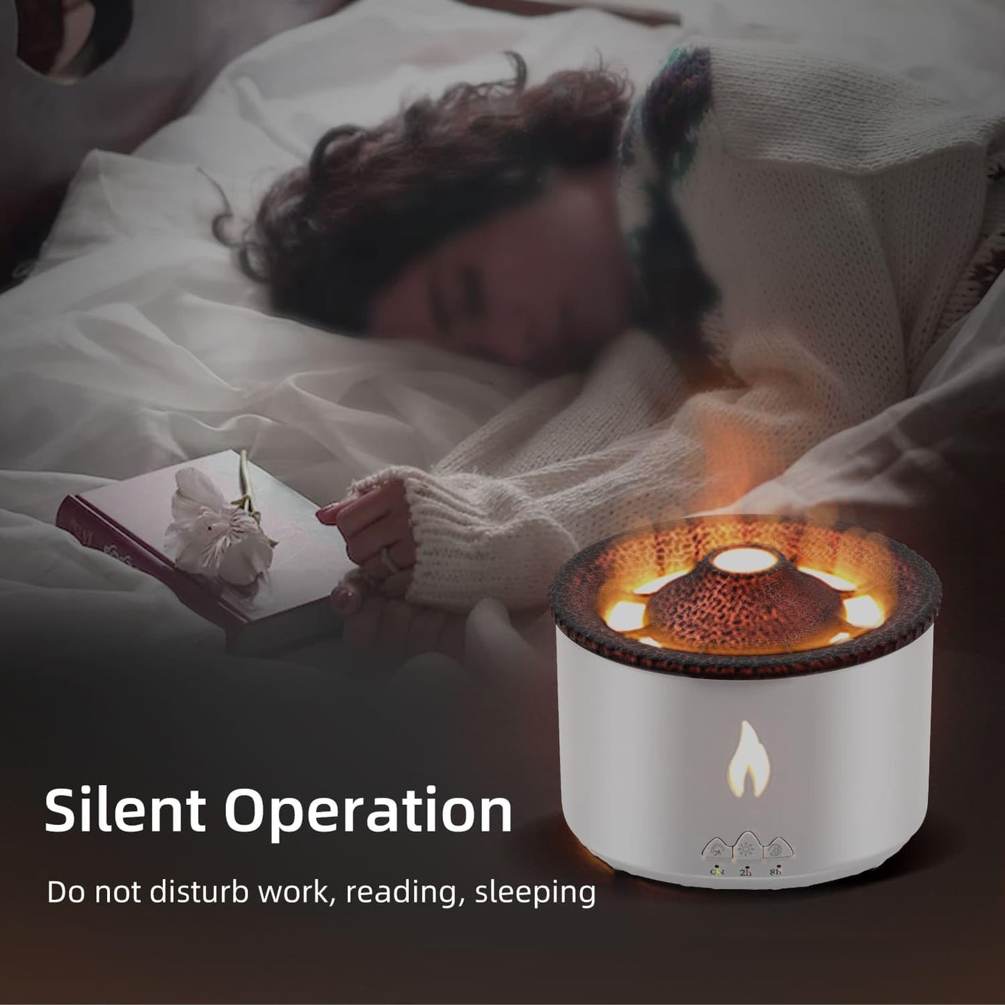 Mcbazel Volcano Humidifier Essential Oil Diffuser, 360mL Flame Air Diffuser Mist Diffuser Humidifier with Flame Light/Remote Control for Home, Office