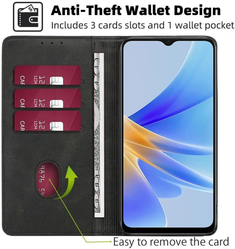 FORZARMOR for Motorola Moto G75 5G (6.78 Inch) Case Wallet Cover PU Leather Pockets Shockproof Magnetic Flip Card Holder (for Moto G75 5G, Black)