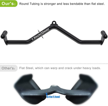 LAT Pull Down Bars Cable Machine Attachment, Rowing T-bar V-bar Set, Back Strength Training Handle Grips for Cable Machine Rowing Machine, 12" 20" 24" 28" 32" Five Sizes
