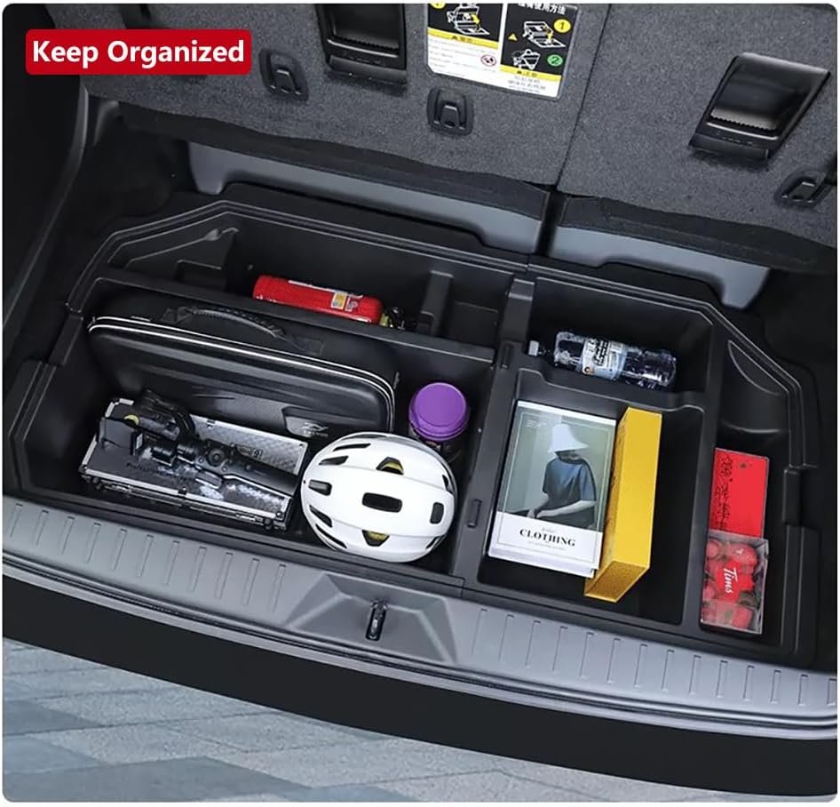 QXZcar For 2021-2025 Toyota Sienna Trunk Organizer, MPV Insert Cargo Rear Hatch Storage Box, Extra Space fits Sienna Under Cargo Floor Storage Bins Accessories