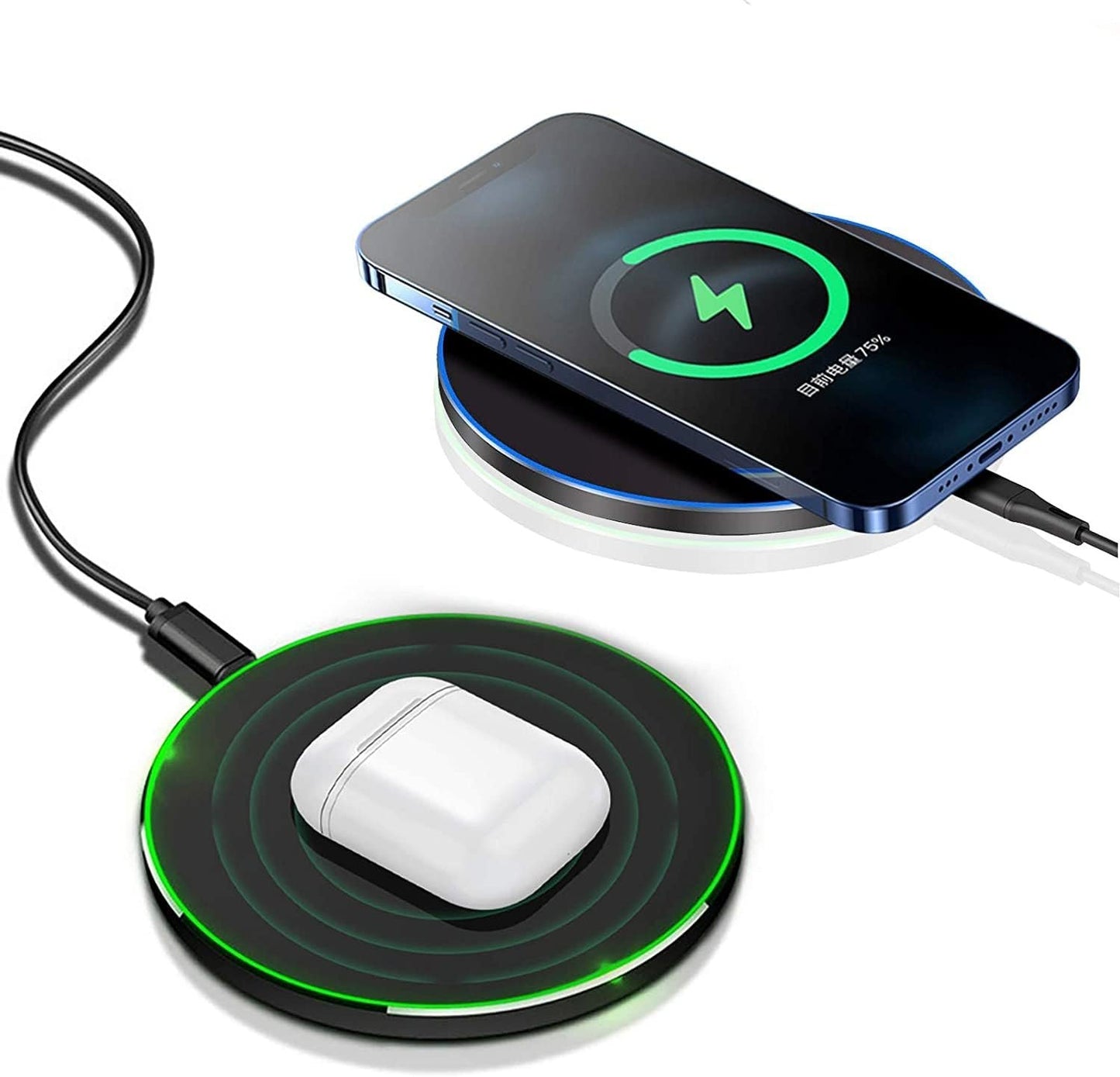 Fast Wireless Charging Pad Compatible with iPhone 16 15 14 13 12 11 Pro Max/13 12 Mini/XR/XS/X,Samsung Galaxy Z Fold/Flip,S24/S23/S22/S21/S20/Note 20,Pixel 9 Pro,AirPodPro/Galaxy Buds/Pixel Buds