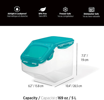 Starfrit LocknLock Plastic Pantry Container - 169oz/5L - Airtight - 4-Sided Locking Flip-Top Lid