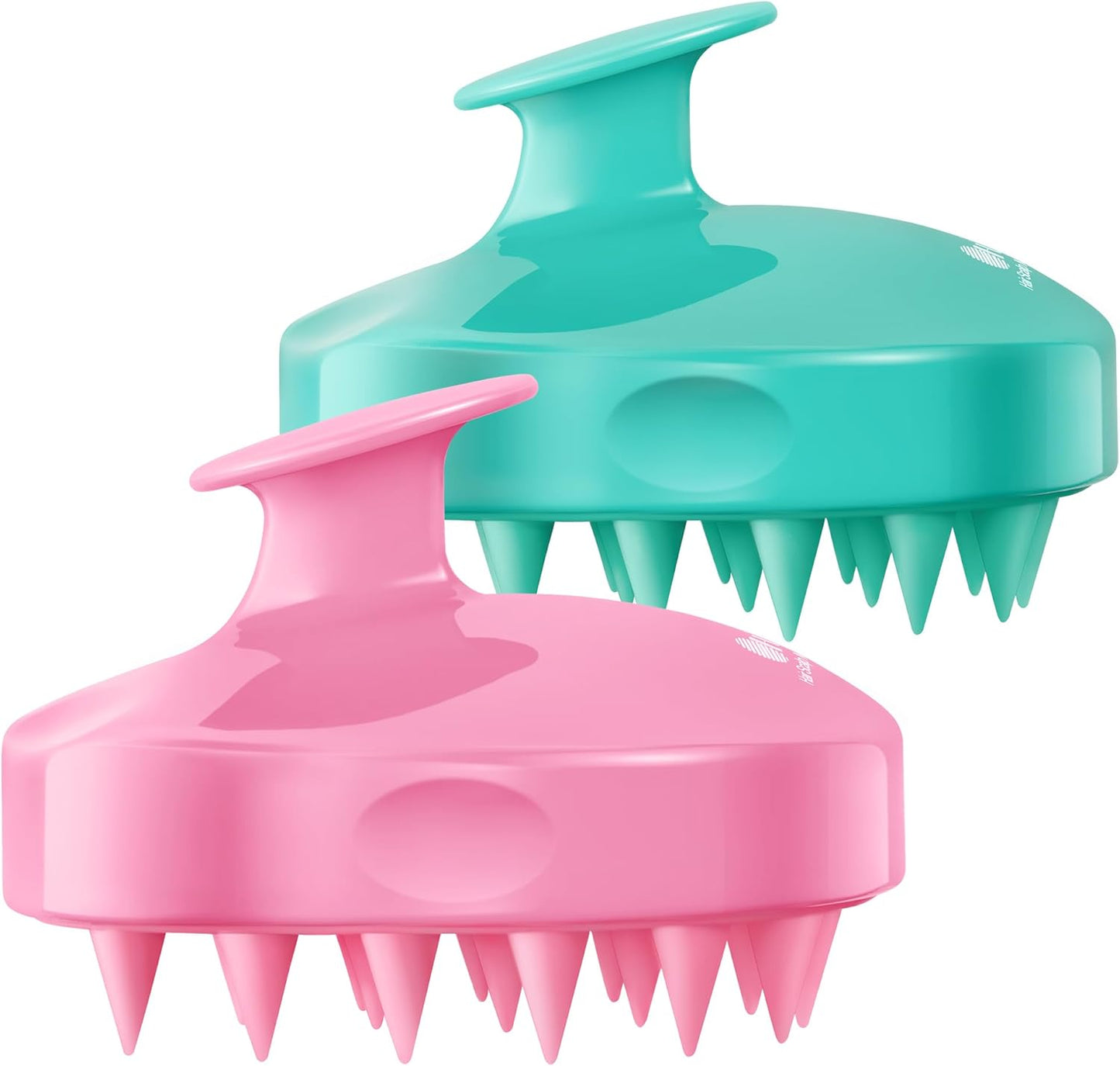 HEETA Hair Scalp Massager Shampoo Brush 2 Pack, Soft Silicone Bristles to Remove Dandruff, Waterproof Hair Scrubber for Both Wet Dry Hair, Suitable for Men & Women (Green & Pink)