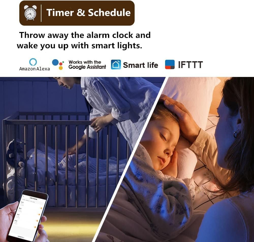 Under Cabinet Lighting Plug in Work with Smart App,Alexa & Google,LED Cabinet Strip Lights Linkable with Timer,2700-6500k Temp,Under Counter Light Fixtures for Kitchen,Book Shelf,Display Case,6pcs