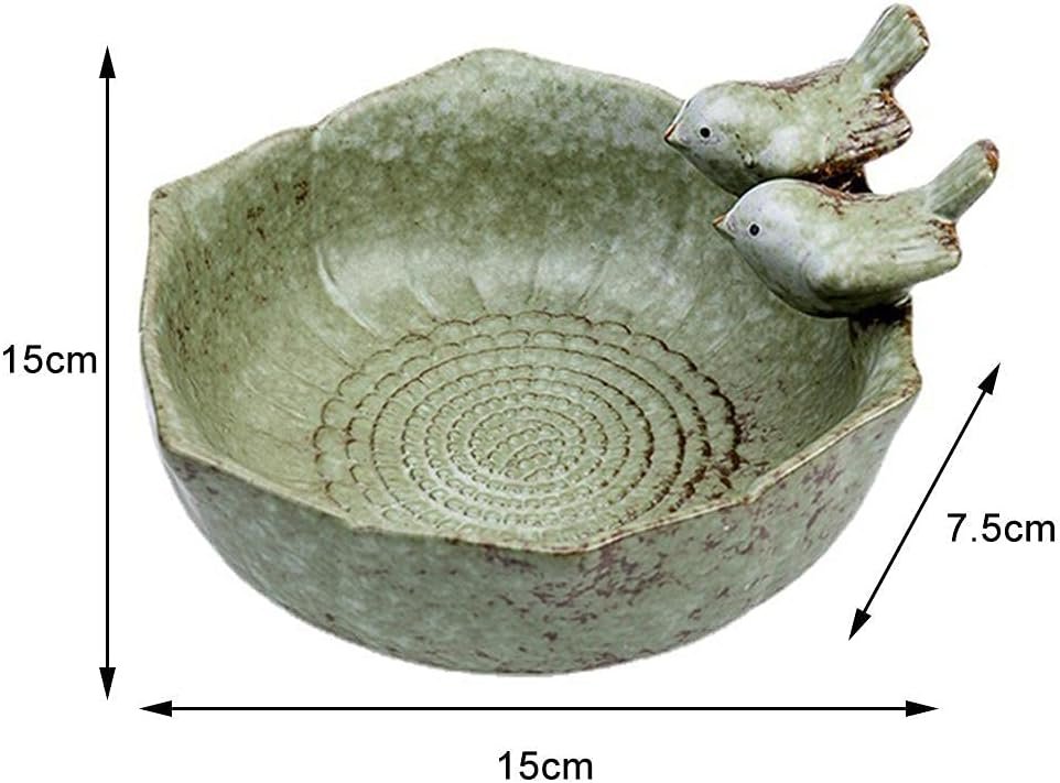 Bird Bath Ceramic Bowl Wild Finch Bird Feeder Water Baths for Garden Outside Yard Decor Bee Bird Accessories Green