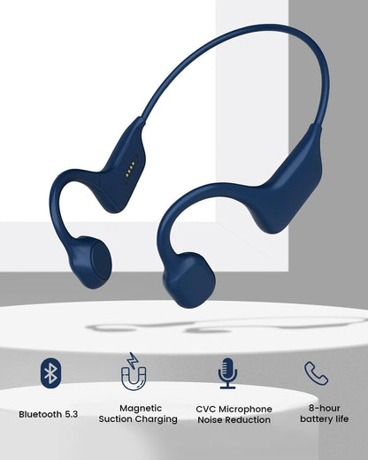 SANOTO Bone Conduction Open Ear Headphones BT Sport Bone Conduction Wireless IPX7 Waterproof Sweatproof Sports Headphones for Runners Bicycle Cycling Fitness