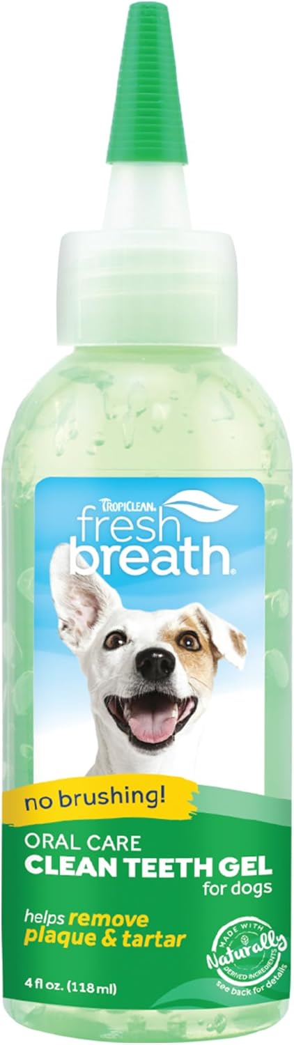 Tropiclean Fresh Breath by Dental Hygiene Gel for Dogs – Clean Teeth, Without Brushing – Against Plaque & Tartar – Original – 118 ml