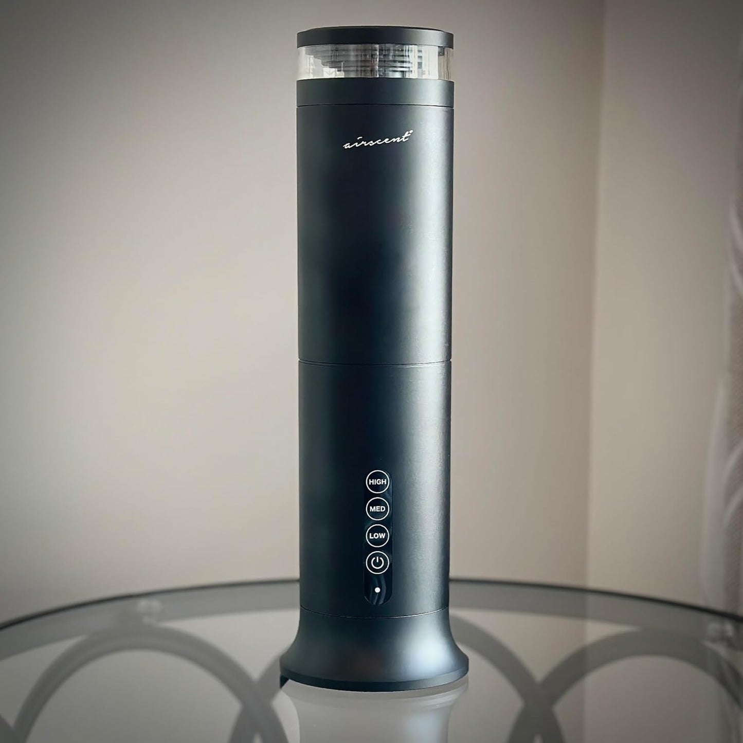 The AirScent Wireless Essential Oil Diffuser - Waterless Diffuser for Aromatherapy Oils - 100mL Capacity - 1000 Sq Ft Coverage - Smokey Black Aromatherapy Oil Diffuser for Homes, Offices & Hotels