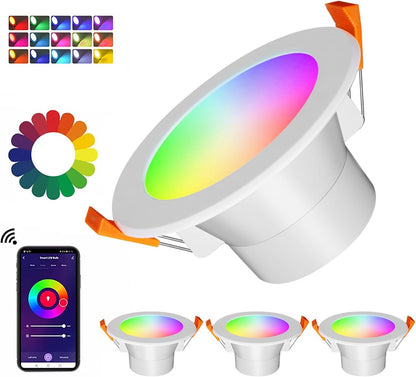 KoalaKraft Smart LED Downlight 4-Pack 90mm - Color Changing Downlights with APP & Voice Control, WiFi Bluetooth Ceiling LED Lights, Music Sync Smart Downlights, Energy-Efficient Recessed Lighting
