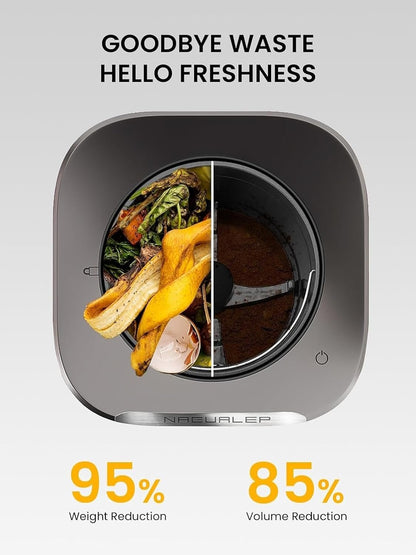 Nagual Smart Electric Composter for Kitchen, Counter 2.5L Mill Composter Kitchen Bin, Odorless/Low Noise/Auto-Stop, Disposer One-Key Turn Food Waste into Fertilizer