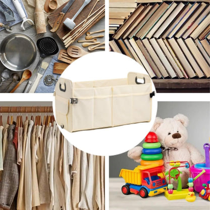 Naisfei Car Trunk Organizer, Vehicle Boot Storage Bag, Super Capacity Seatback Collapsible Adjustable Compartment Reinforced Handles Trunk Tidy Cargo Organiser (21.6 x 12.6 x 12.6 inches)