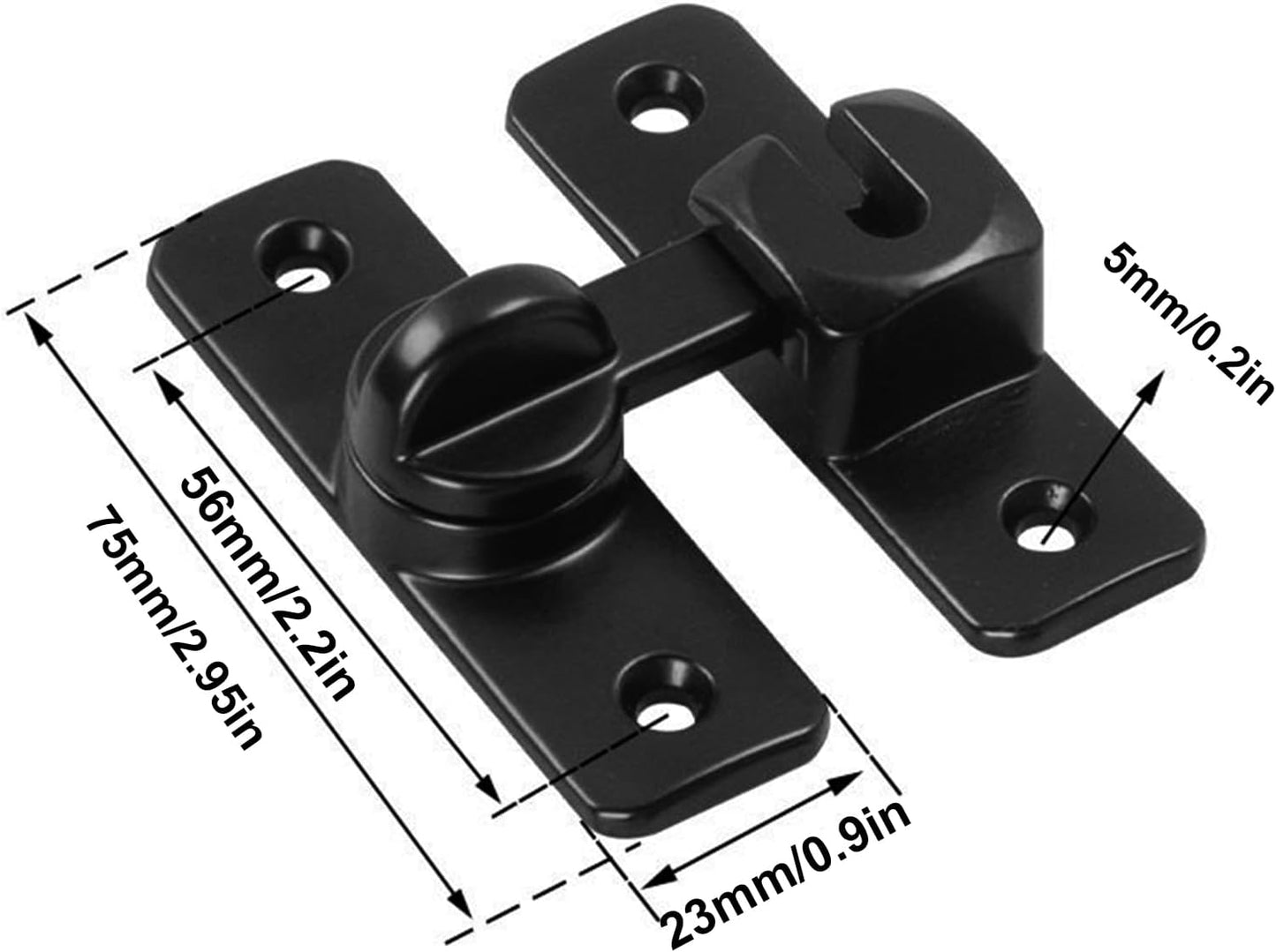 Barn Door Lock, 90 Degree Stainless Steel Sliding Safety Latch, Heavy-Duty Household Security Locking Tool for Shutters, Sheds, Cabinets, and Interior Room Doors