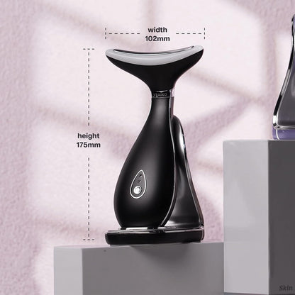 VRAIKO Lily Neck Face Massager, Face Sculpting Tool, Skin Rejuvenation Device with Thermal, Triple Action LED and Vibration, for Anti-Aging, Lifting and Tightening (Frosted Black)