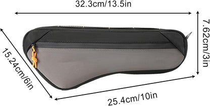 Cycling Pouch, Bikes Frame Bag, Water-Resistant Polyester Bicycles Handlebar Gear Bag, Secure Zipper Closure for Travel Outdoor Tools Keys Phone, 13.78 Inches Grey 1 Piece