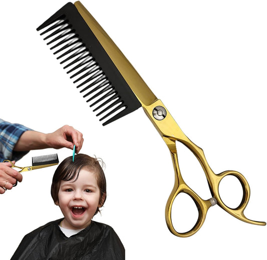 Hogvinnatil Forbici da Parrucchiere - Attrezzi Per Taglio Capelli,Strumenti 2-in-1 Con Pettine Rimovibile e Lama Sfumante per Cura Personale, Viaggio, Casa - Uomo Donna Bambini Anziani
