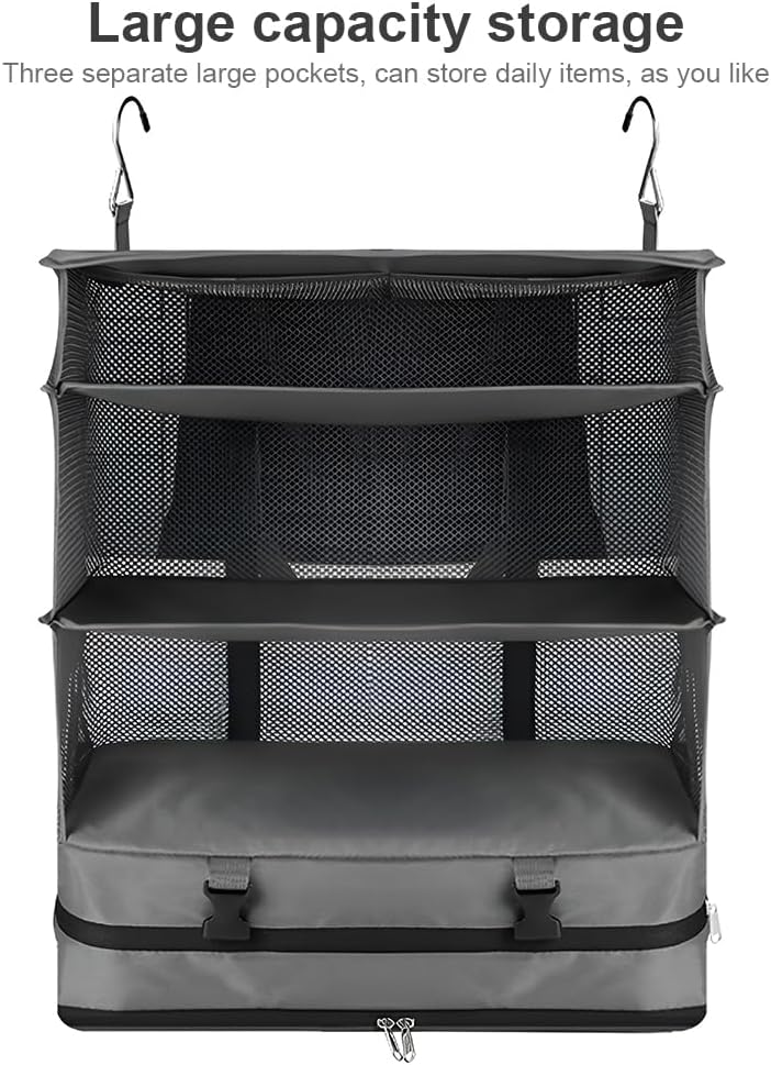 MTSDM Hanging Travel Shelves Bag, Portable Hanging Travel Shelves, Packing Organizer for Luggage, Compression Closet Storage Organizer, Travel Shelves Bag for Travel, Camping
