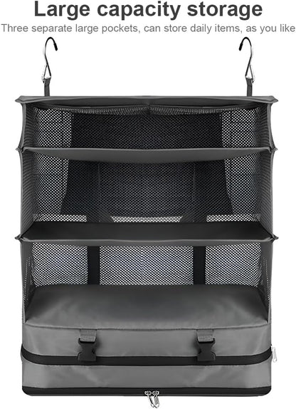 MTSDM Hanging Travel Shelves Bag, Portable Hanging Travel Shelves, Packing Organizer for Luggage, Compression Closet Storage Organizer, Travel Shelves Bag for Travel, Camping