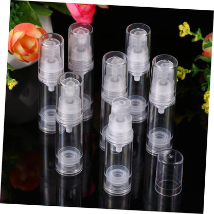 DECORNIJIA 12Pcs Refillable Spray Bottle Press Pump Bottle Transparent Travel Containers for Sunscreen Essential Oils Cleaning Products and Aromatherapy