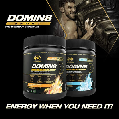 PVL Gold Series Domin8 Sport | pre-workout Superfuel | Peach Mango Punch | 225 G