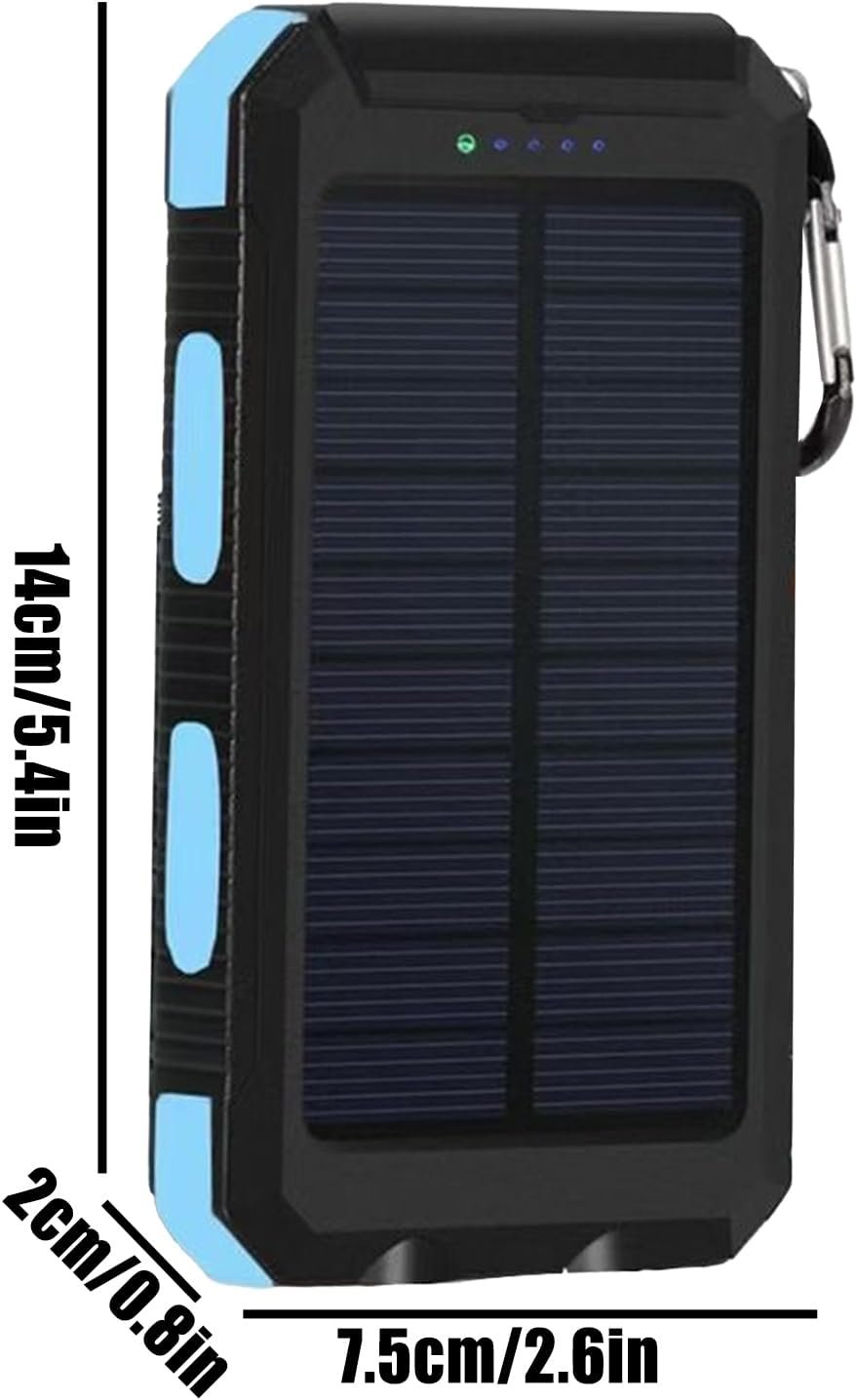 Solar Charger Powered Bank,Fast Charging Solar Battery Pack - Wireless Waterproof Battery Pack with Compass Survival Gear for Camping, Men & Women