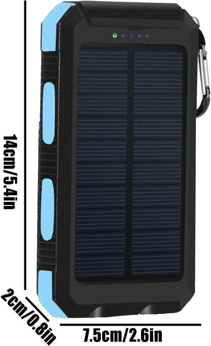 Solar Charger Powered Bank,Fast Charging Solar Battery Pack - Wireless Waterproof Battery Pack with Compass Survival Gear for Camping, Men & Women