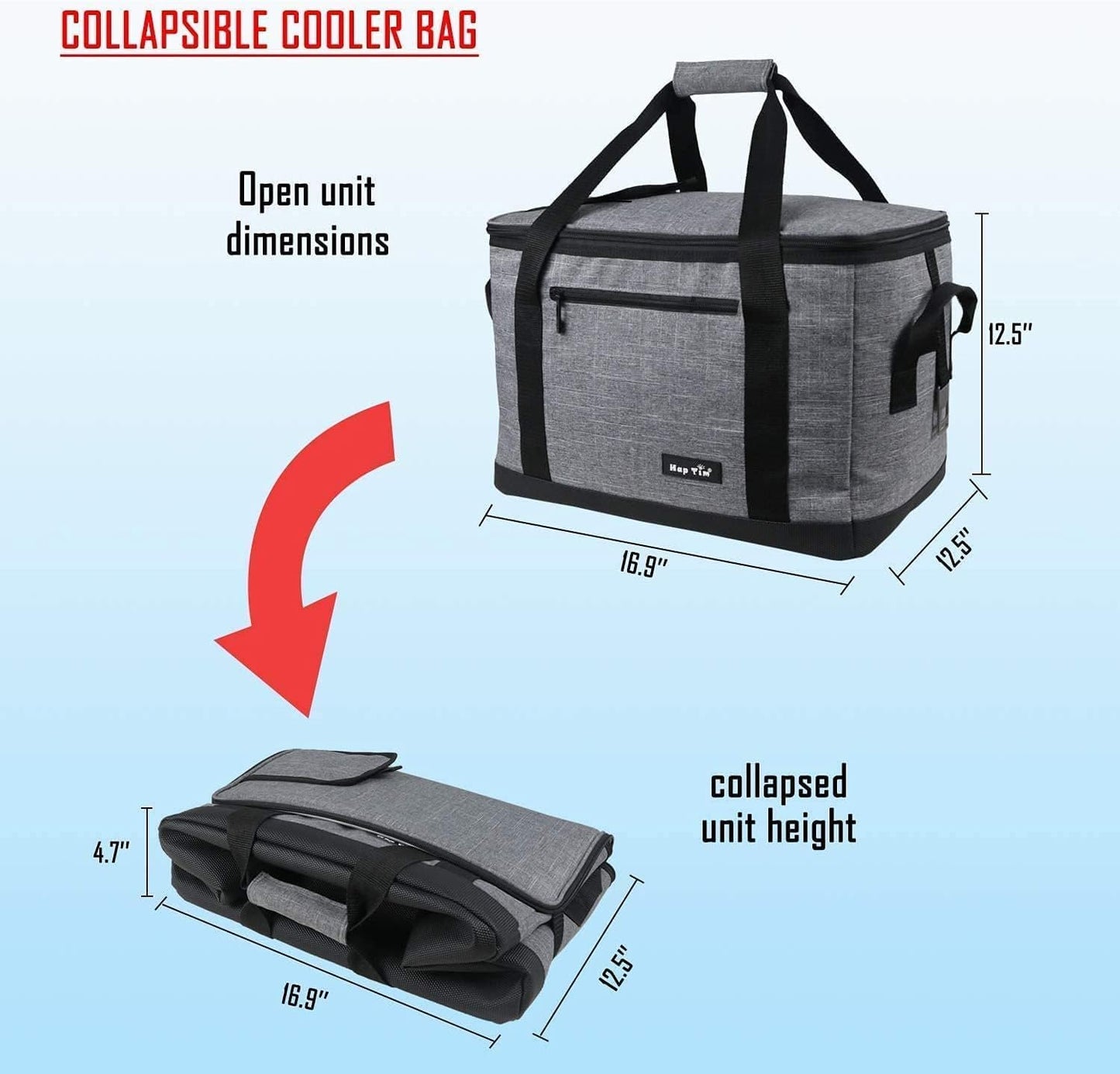 Hap Tim Soft Cooler Bag 40-Can Large Reusable Grocery Bags Soft Sided Collapsible Travel Cooler for Outdoor Travel Hiking Beach Picnic BBQ Party
