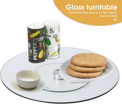 Living Today Lazy Susan Turntable 35CM, Explosion-Proof Round Tempered Glass Rotating Tray Swivel Tabletop,Serving Plate/Dining Table Top/Spices Storage Holder for Homes & Restaurants (35CM Diameter)