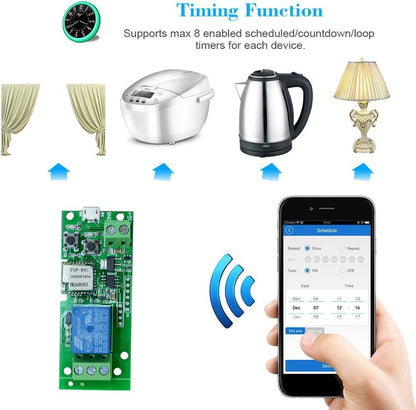 Sonoff Wifi Switch, USB DC5V Wireless Relay Module Smart Home Automation Modules APP Remote Control Timer Switch Voice Control with Alexa Google Home Access Control System