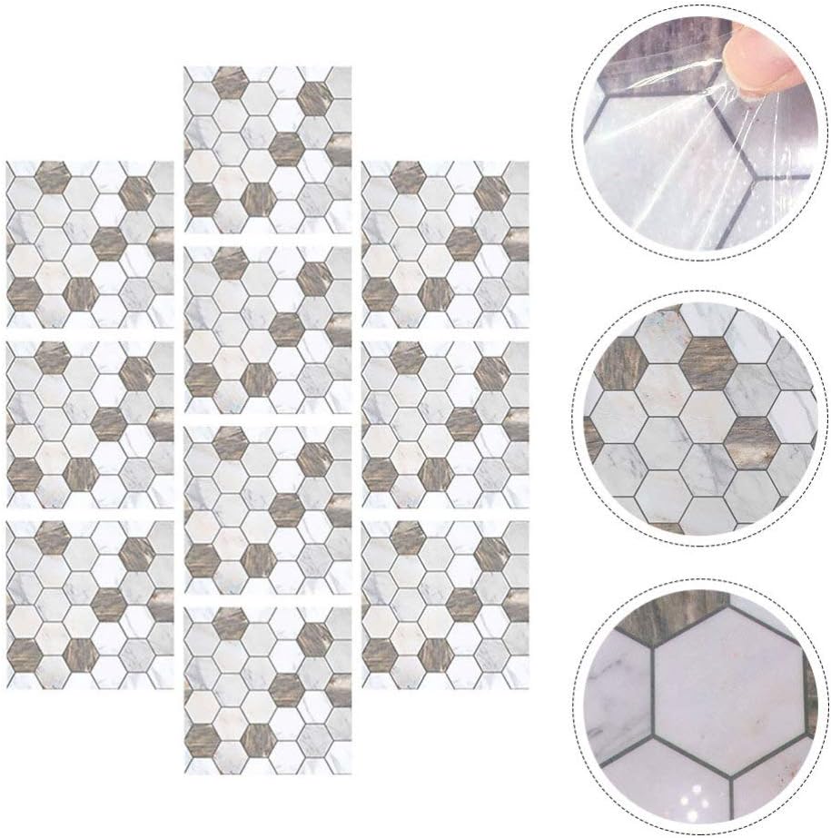CLISPEED Tile Stickers 10 Pcs Kitchen Backsplash Tile Decals Peel and Stick Wall Sticker Self Adhesive Peel Stick Vinyl Adhesive Stickers for Staircase Home Decor Removable Wall Stickers
