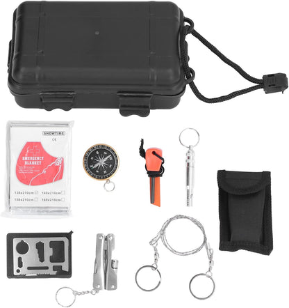 Emergency Survival Gear Equipment Tools, Survival Tool Kit Portable Emergency Box for Car Home Travel Camping Office Sports