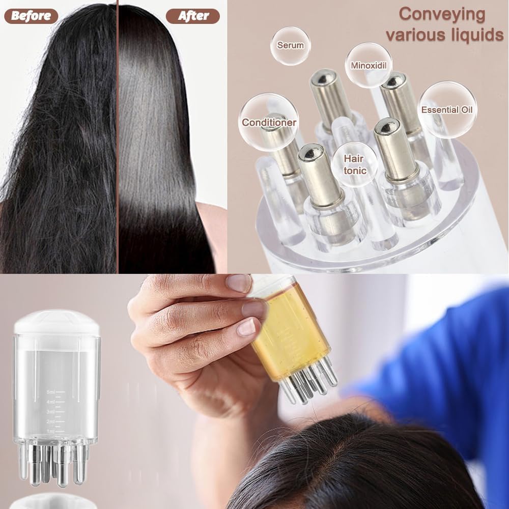 SAHENITEANA Scalp Applicator Comb and Massager - Portable Hair Oil Bottle for Growth Care (White)