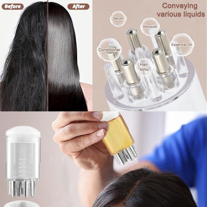 SAHENITEANA Scalp Applicator Comb and Massager - Portable Hair Oil Bottle for Growth Care (White)